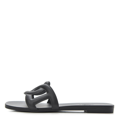 Hermes Rubber Aloha Sandals 36 Black 1 of 8