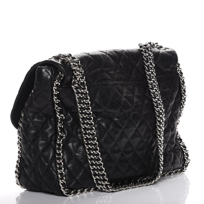 Chanel Washed Lambskin Quilted Maxi Chain Around Flap Black 3 of 8