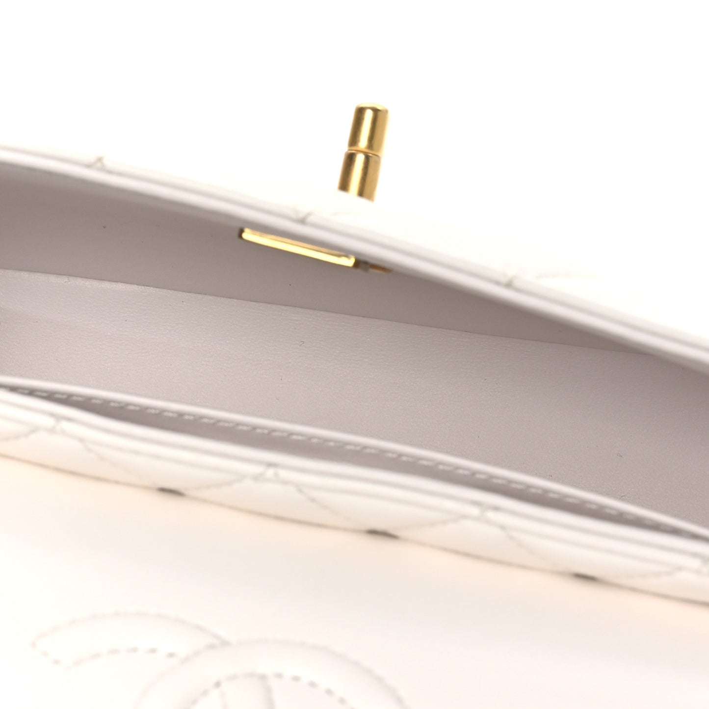 Lambskin Quilted Mini Flap Top Handle Bag White