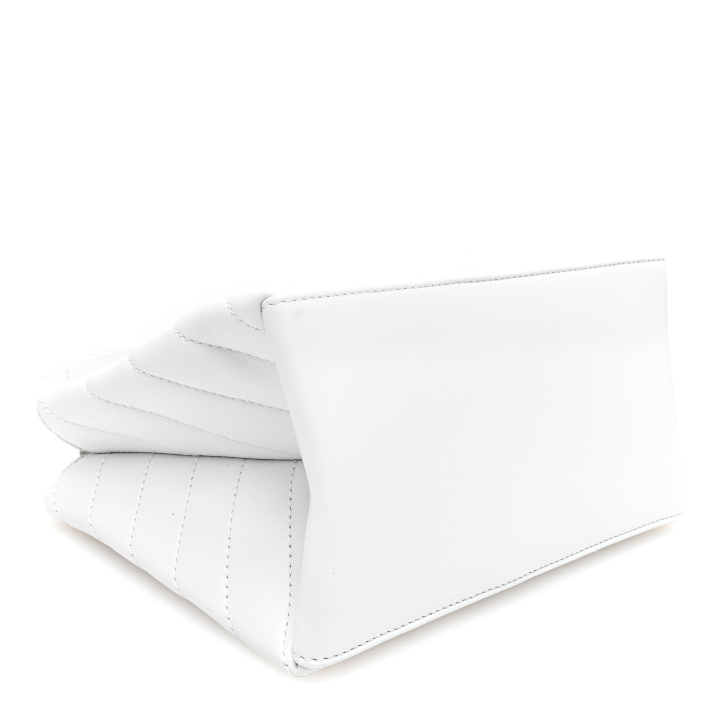 Calfskin Diagonal Quilted Jackhammer 25 Tote White