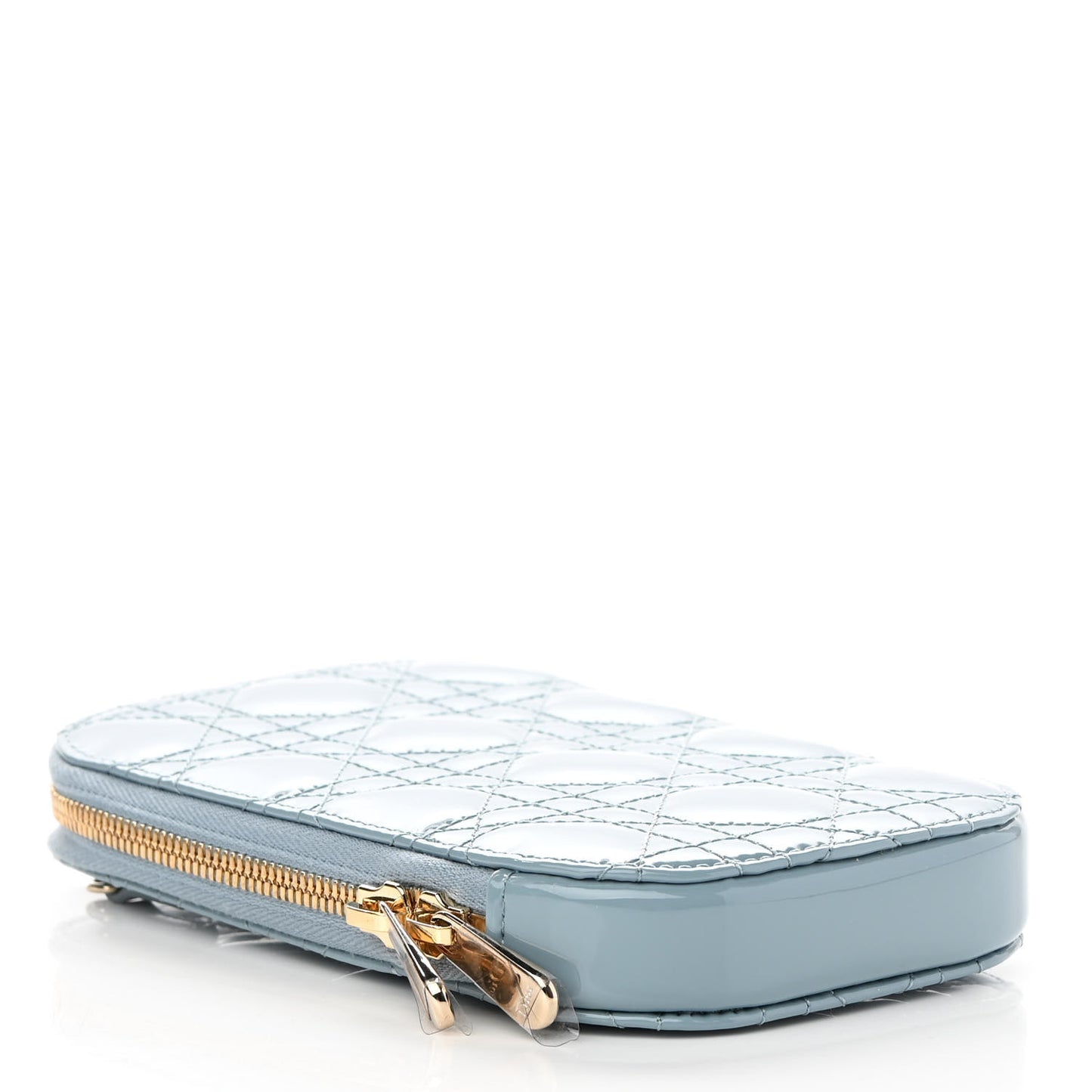 Patent Cannage Lady Dior Phone Holder Cloud Blue