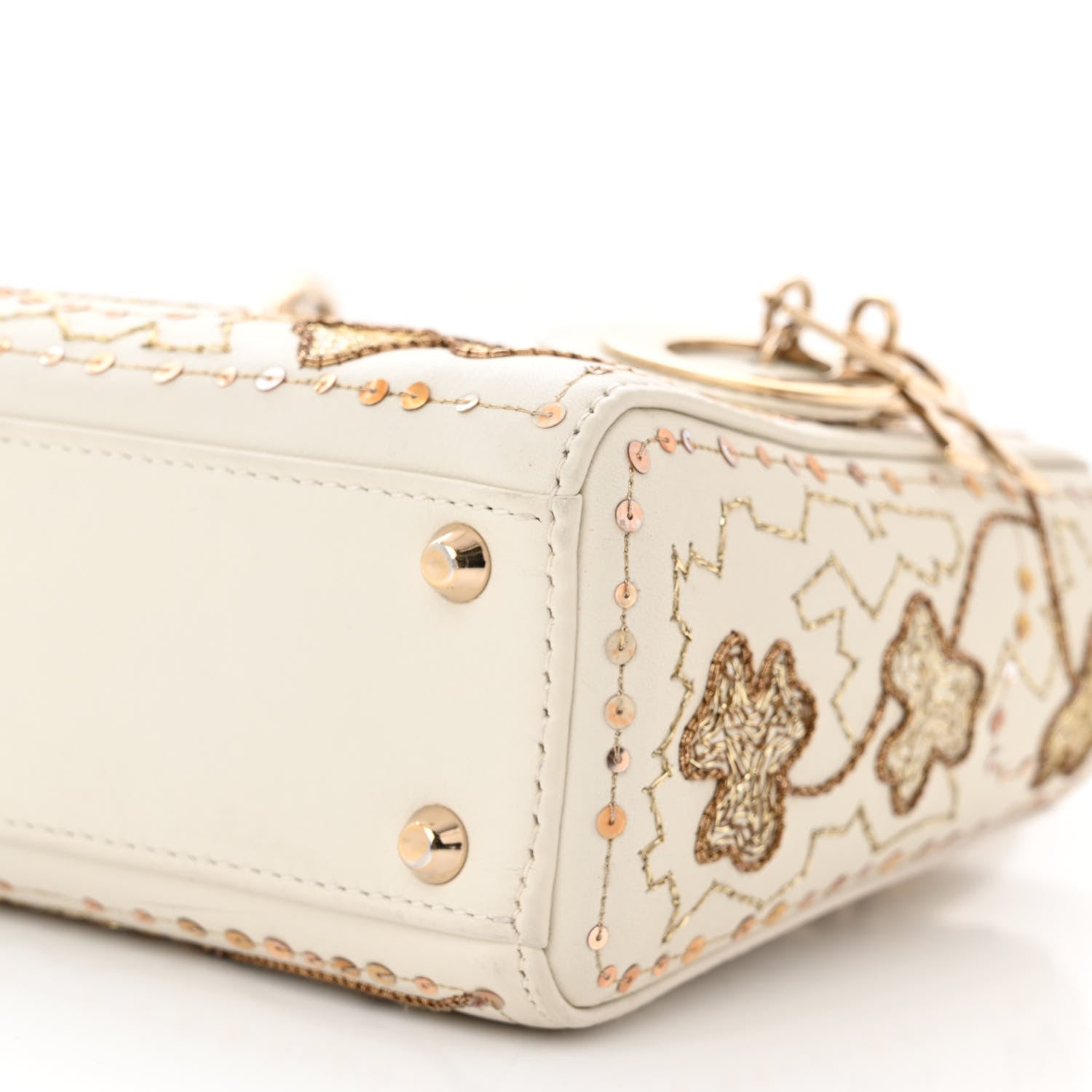 Christian Dior Smooth Calfskin Sequin Embroidered Clover Mini Lady Dior White 10 of 10