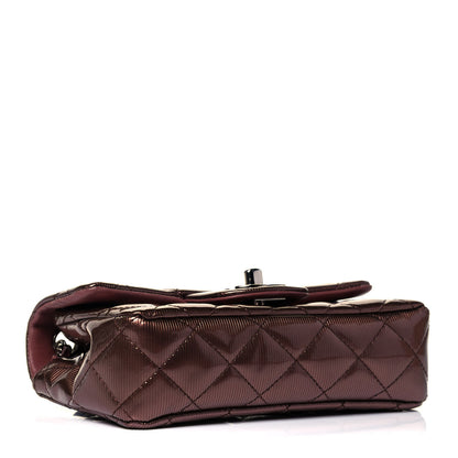 Chanel Striated Patent Quilted Extra Mini Rectangular Flap Dark Pink 3 of 8