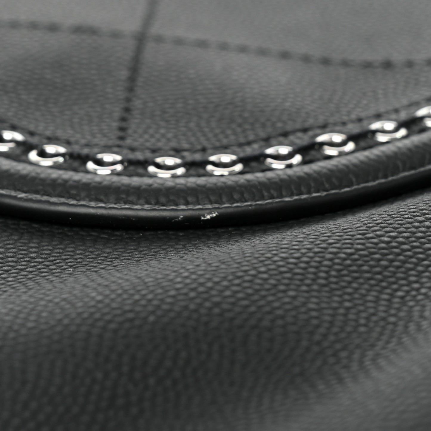 Grained Calfskin Large Coco Eyelets Shopping Tote Black