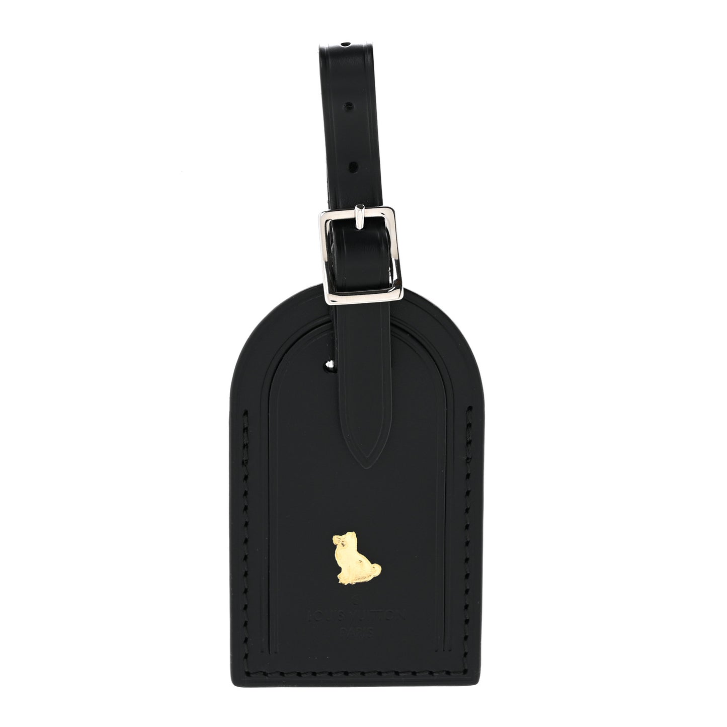 Calfskin Dog Luggage Tag Black