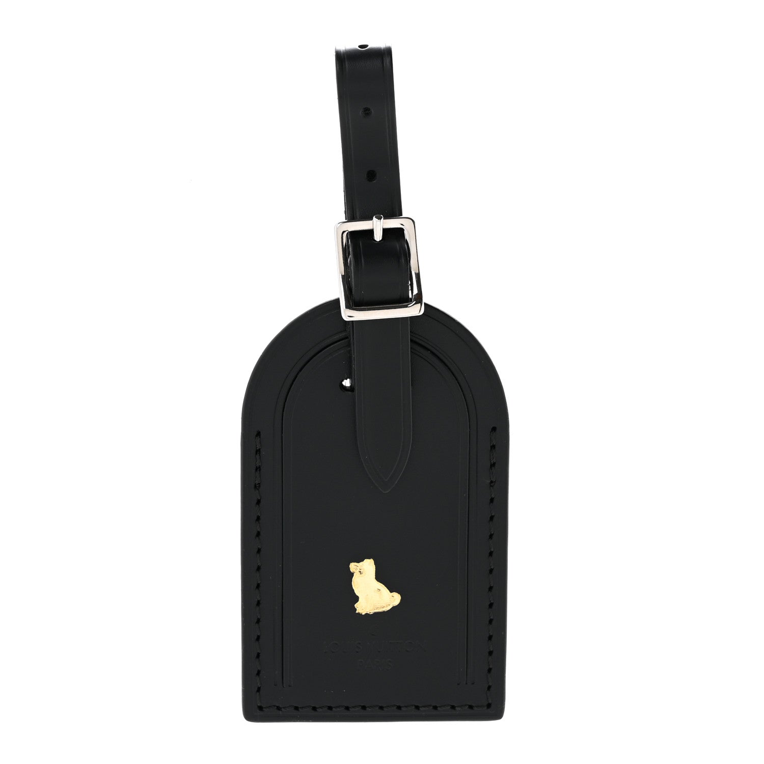 Louis Vuitton Calfskin Dog Luggage Tag Black 1 of 3