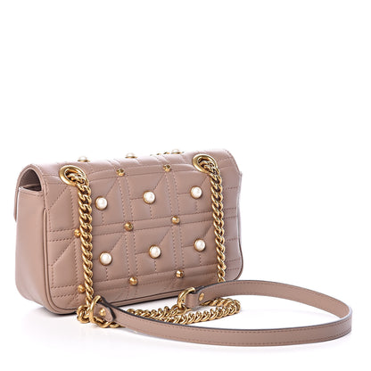 Gucci Calfskin Matelasse Studded Mini Pearly GG Marmont Shoulder Bag Porcelain Rose 3 of 9