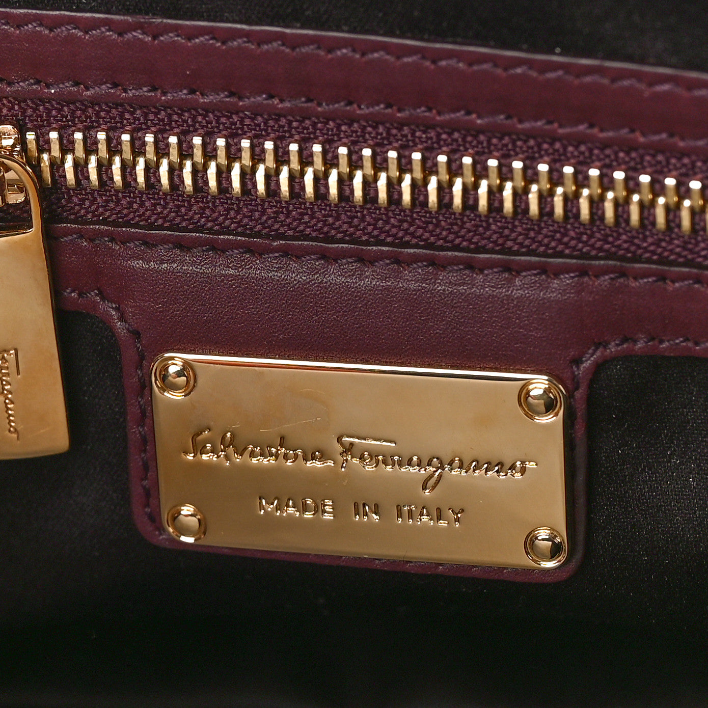 Salvatore Ferragamo Calfskin Fiamma Bag Rouge Black 6 of 8