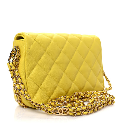 Chanel Caviar Quilted Mini CC You Flap Yellow 3 of 9
