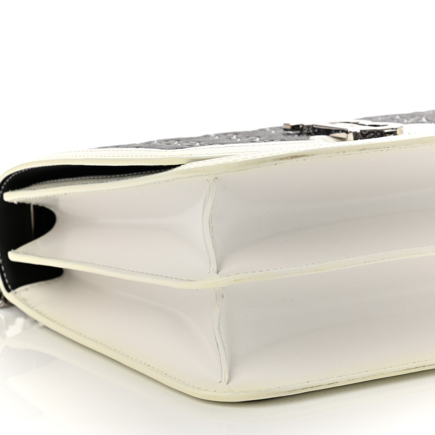 Burberry Calfskin Monogram Embossed Medium TB Chain Bag Black White 8 of 9