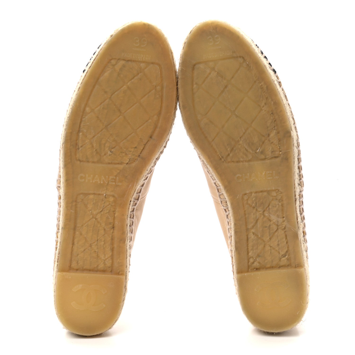 Chanel Lambskin CC Espadrilles 39 Beige Black 5 of 9
