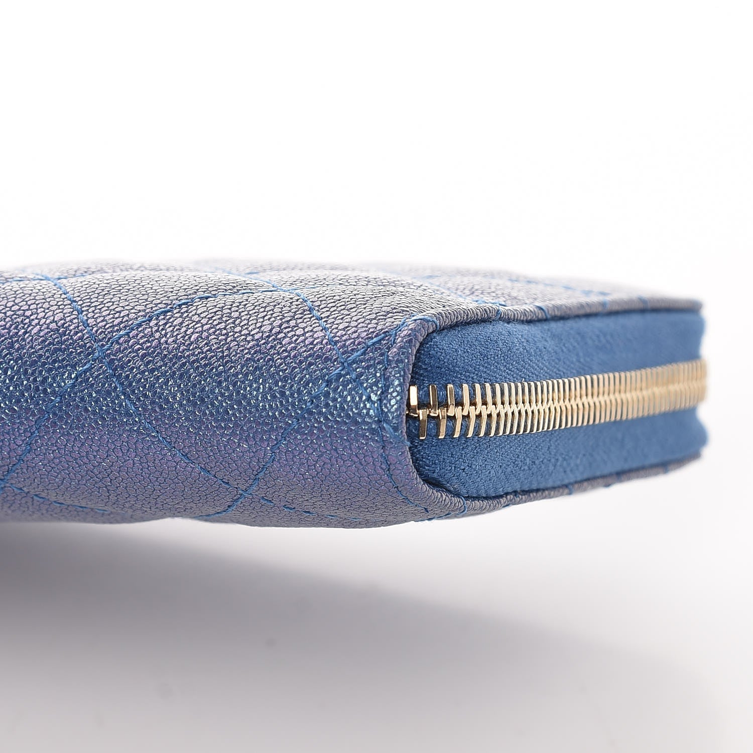 Chanel Iridescent Caviar Quilted Large Zip Around Organizer Wallet Blue 10 of 11