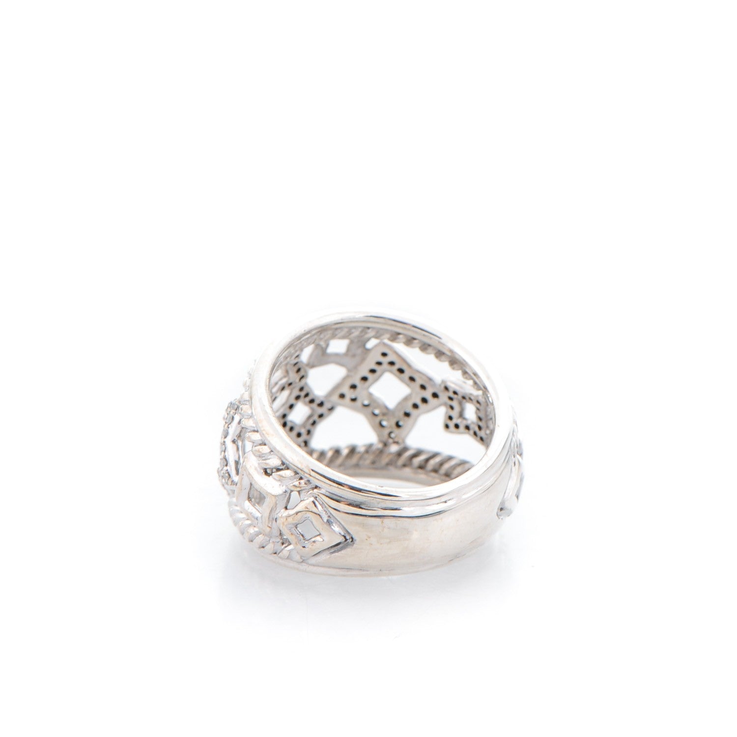 David Yurman Sterling Silver Pave Diamond 16mm Quatrefoil Ring 53 6.5 3 of 5