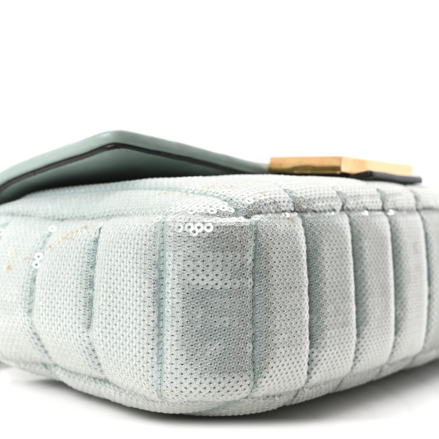 Fendi Sequin Paillettes Nappa Baguette Light Blue 1909294