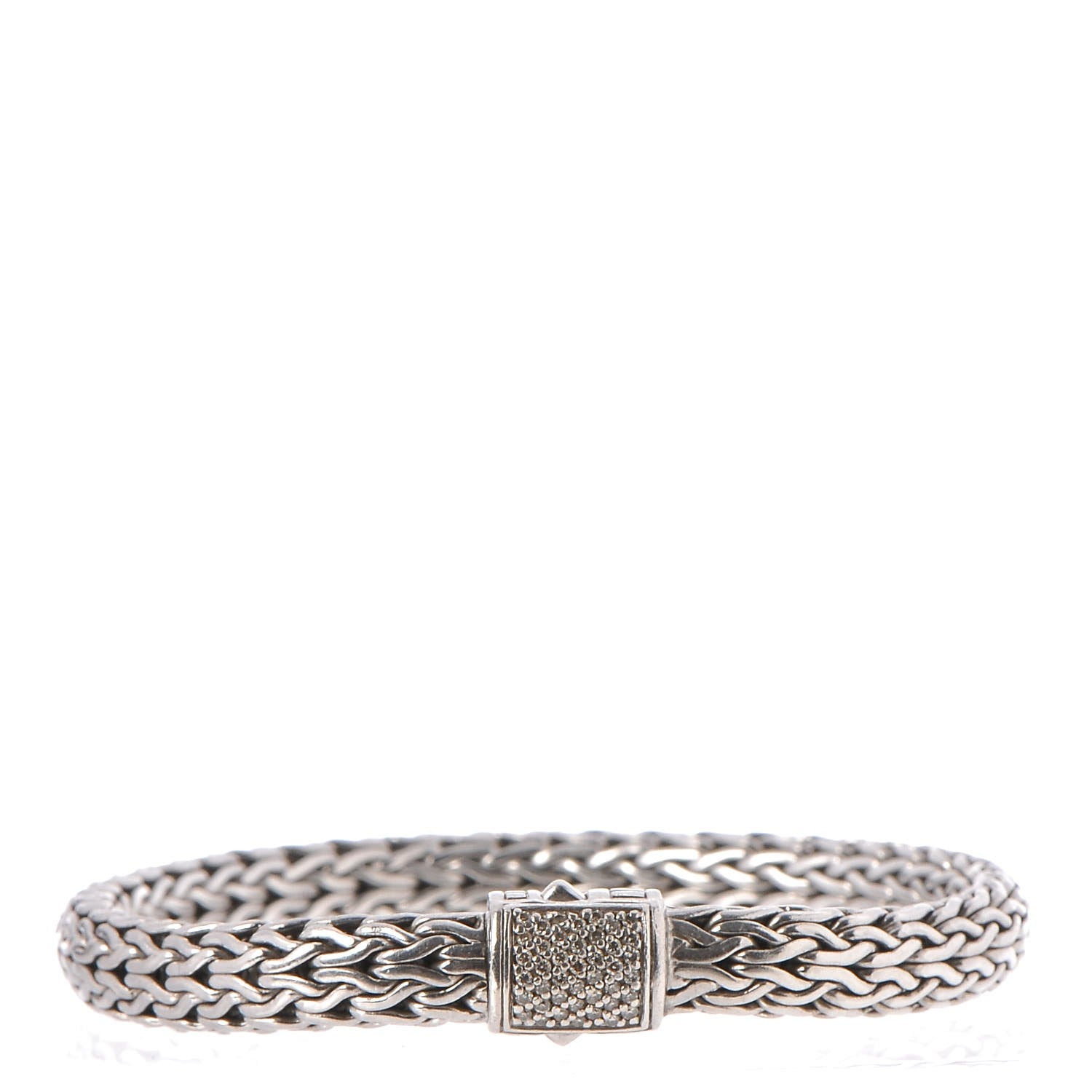 John Hardy Sterling Silver Diamond 7.5mm Classic Chain Bracelet 1 of 5