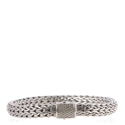 John Hardy Sterling Silver Diamond 7.5mm Classic Chain Bracelet 1 of 5