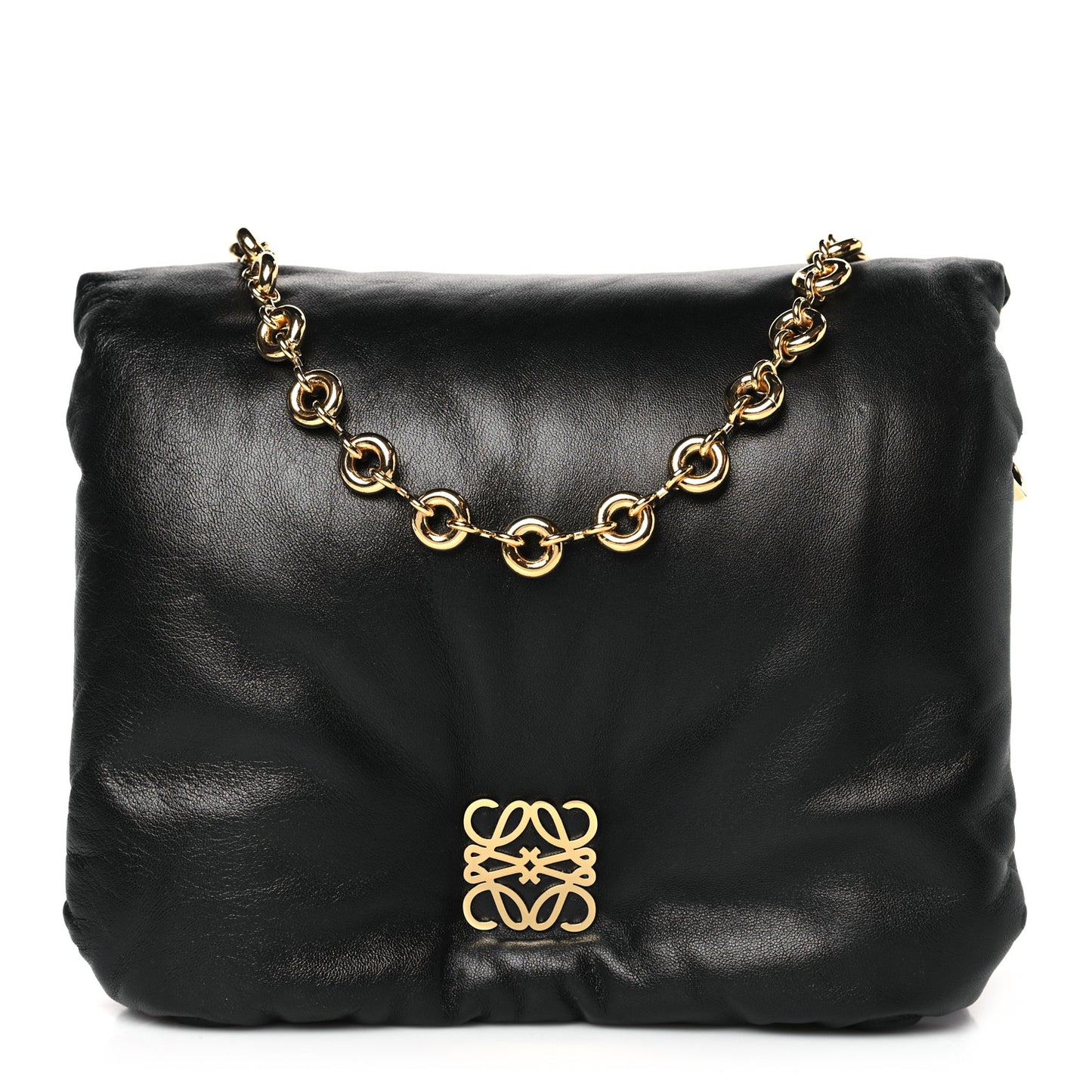 Lambskin Small Goya Puffer Bag Black
