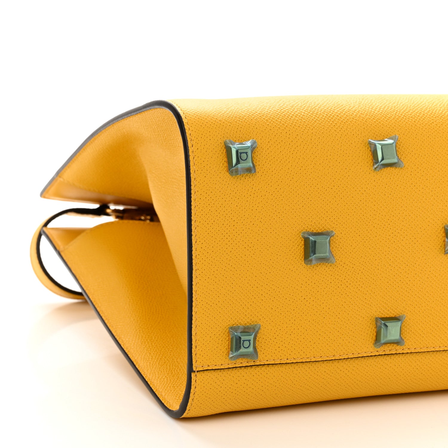 Salvatore Ferragamo Hammered Calfskin Medium The Studio Box Bag Sunshine 9 of 10