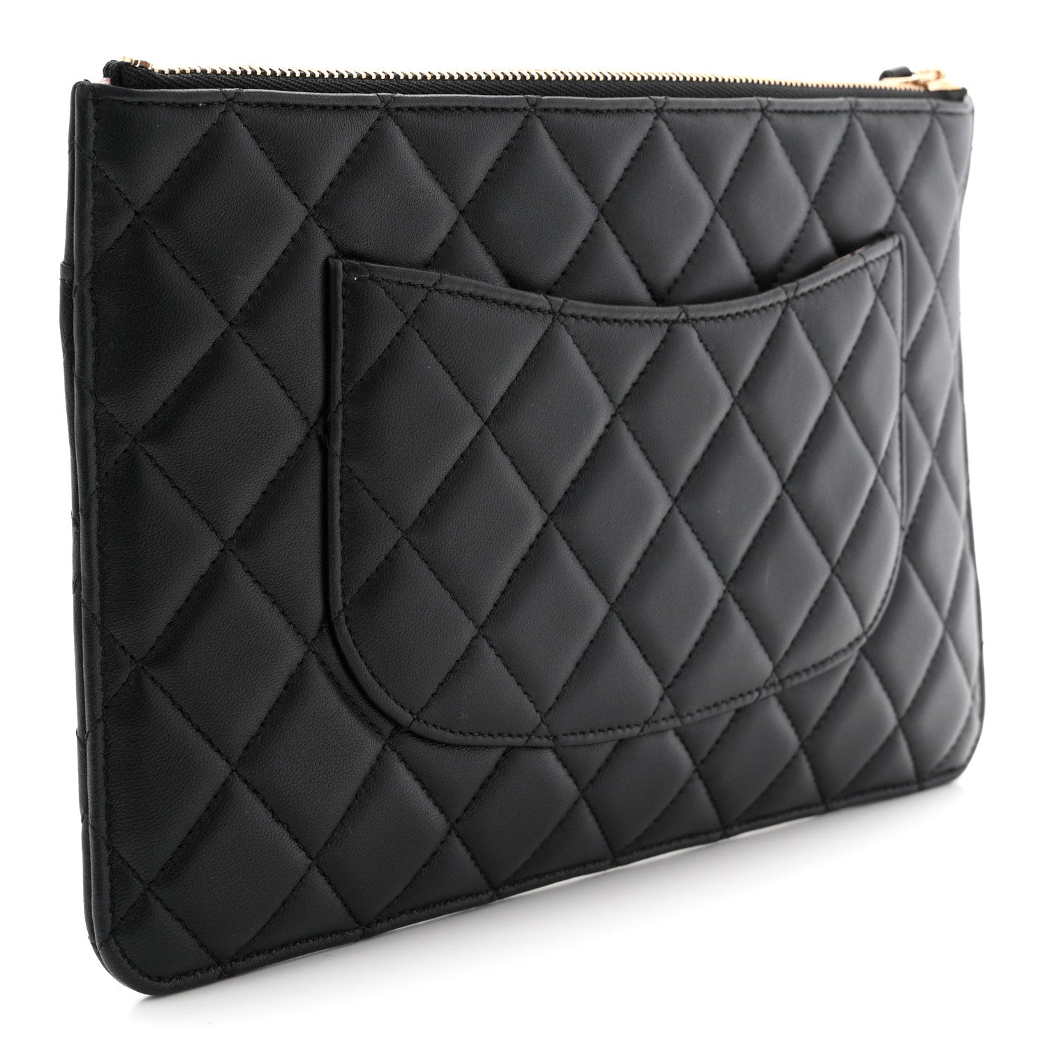 Chanel Lambskin Quilted Sunset Boulevard Pouch Case Black Pink 4 of 9