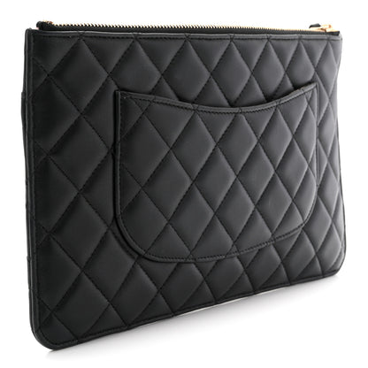 Chanel Lambskin Quilted Sunset Boulevard Pouch Case Black Pink 4 of 9