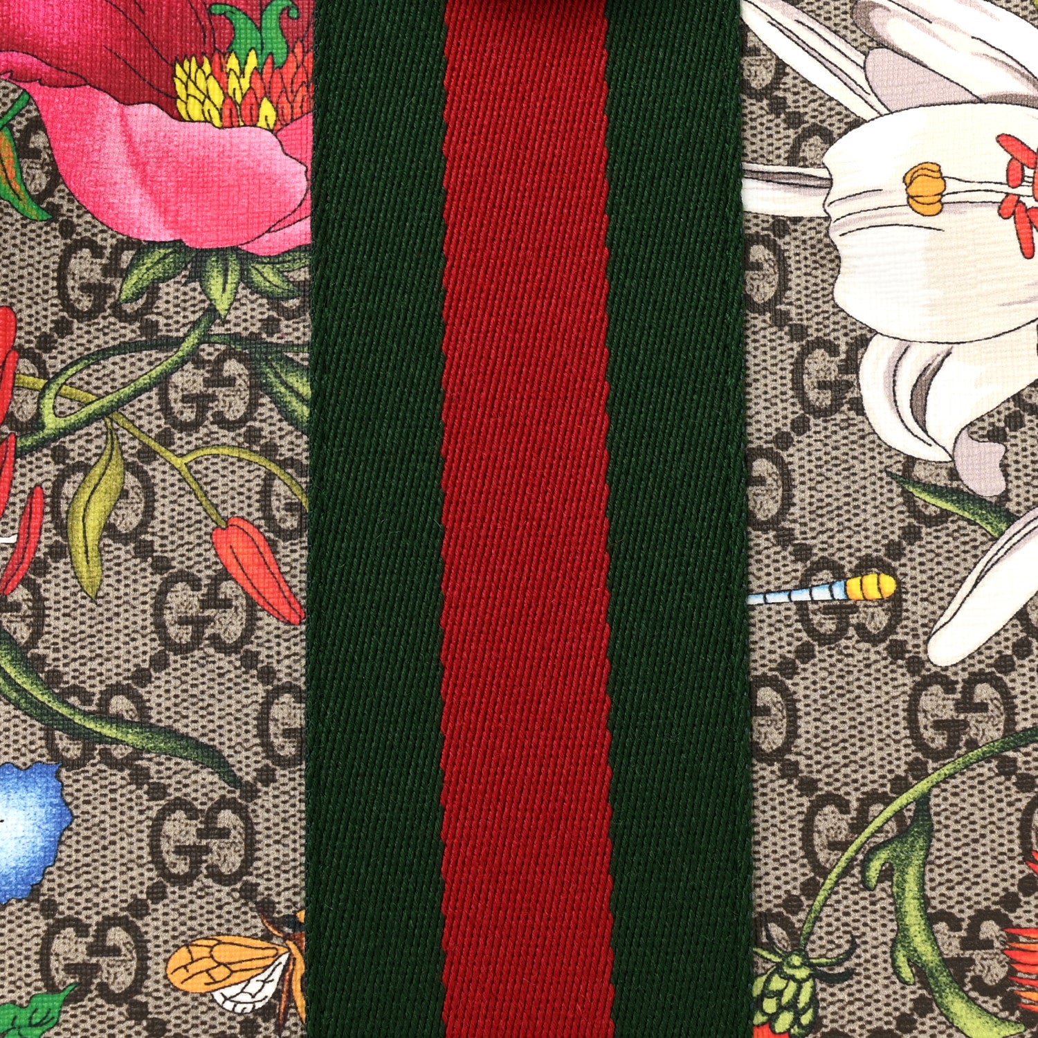 Gucci GG Supreme Monogram Flora Web Large Ophidia Tote Red 8 of 15