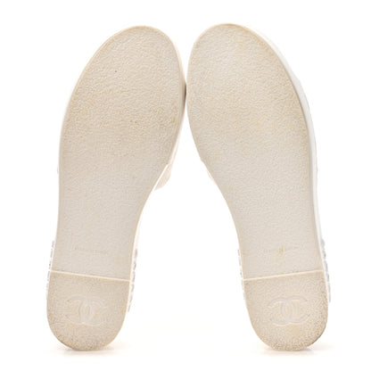 Chanel Lambskin Quilted CC Espadrille Slip On Sandals 41 White 6 of 14
