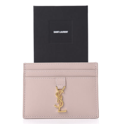 Saint Laurent Calfskin Monogram Credit Card Case Pale Pink 8 of 8