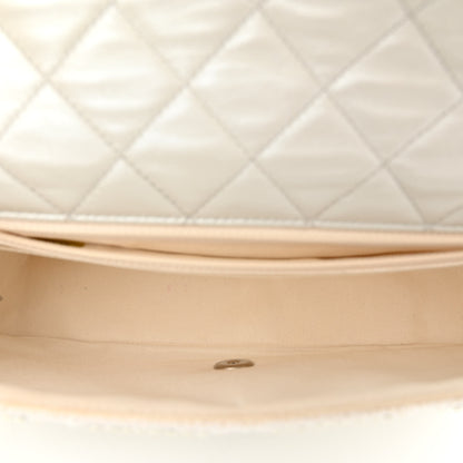Chanel Cotton Quilted Pearl Embellished Small Single Flap White 5 of 11