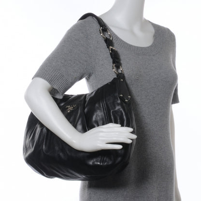 Prada Soft Calf Pleated Hobo Nero Black 2 of 10