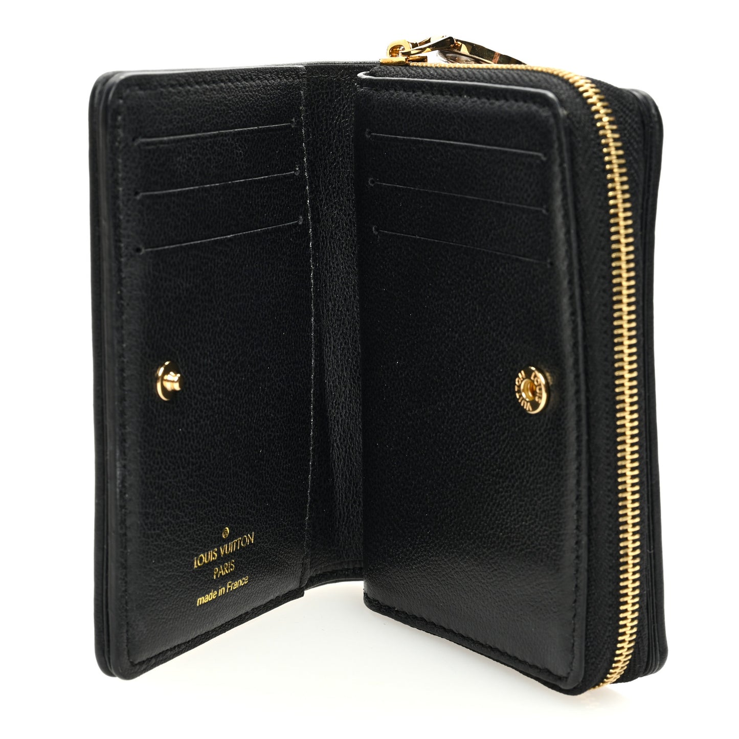 Lambskin Embossed Monogram Lou Coussin Wallet Black