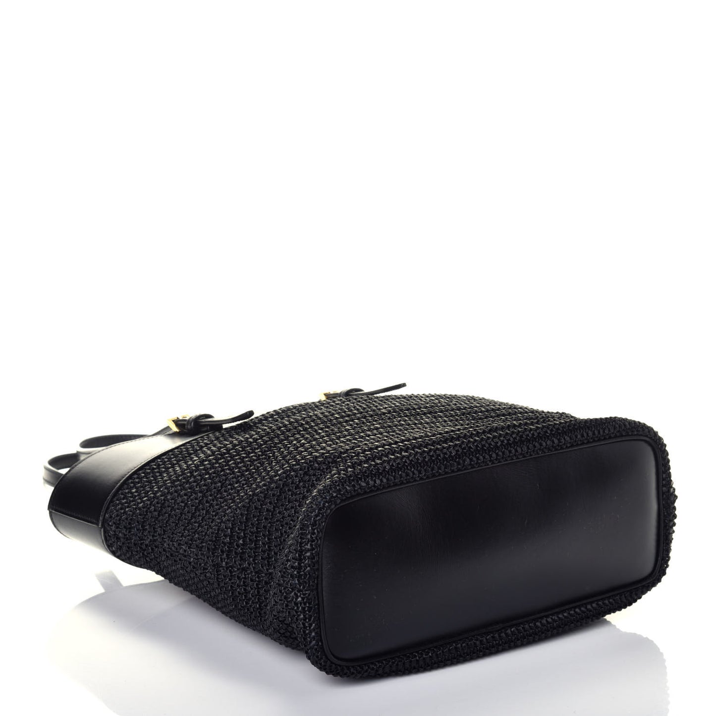 Calfskin Raffia Mini Tote Black