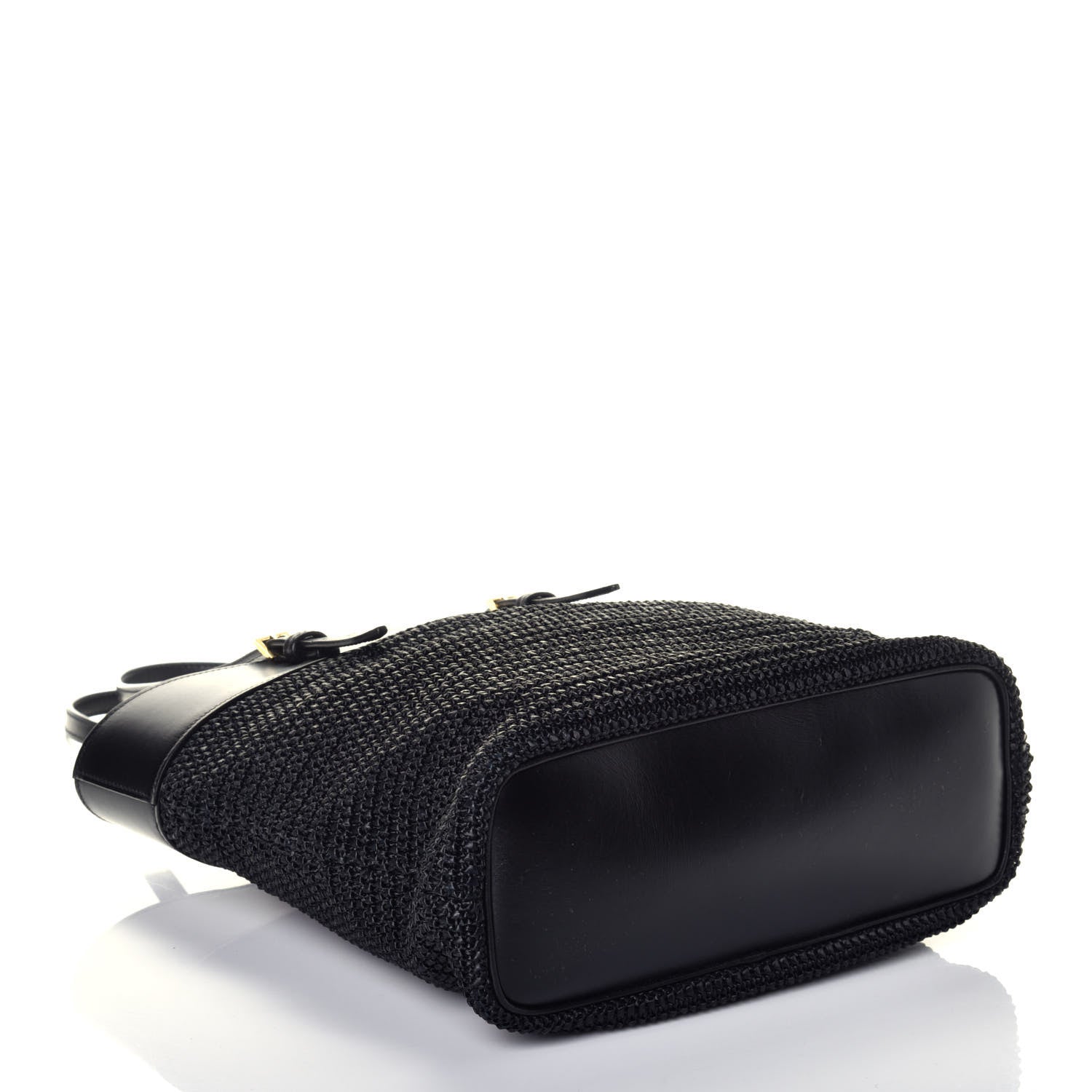 Saint Laurent Calfskin Raffia Mini Tote Black 4 of 8