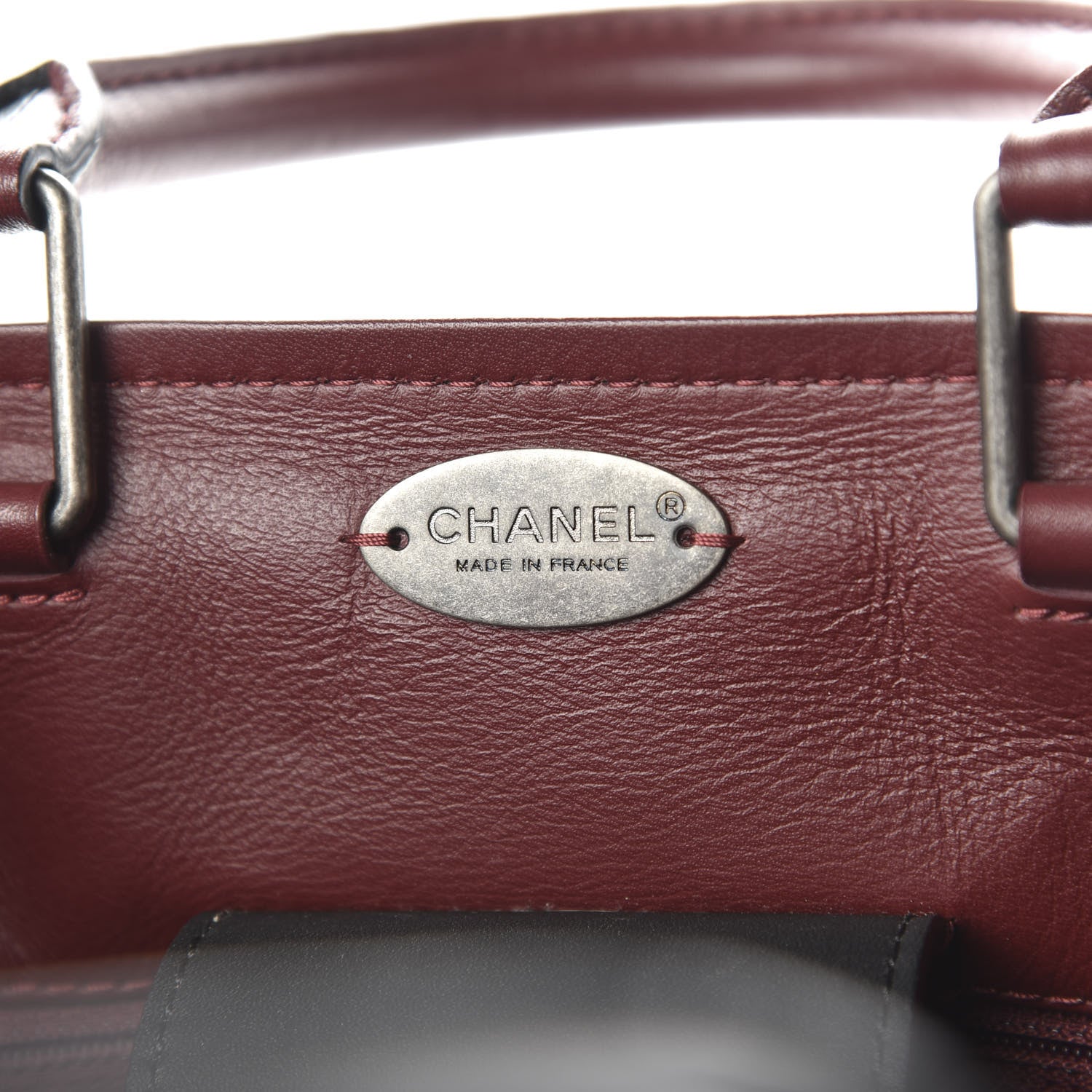 Chanel Bullskin Stitched Bi-Color Large Shopping Tote Black 8 of 11