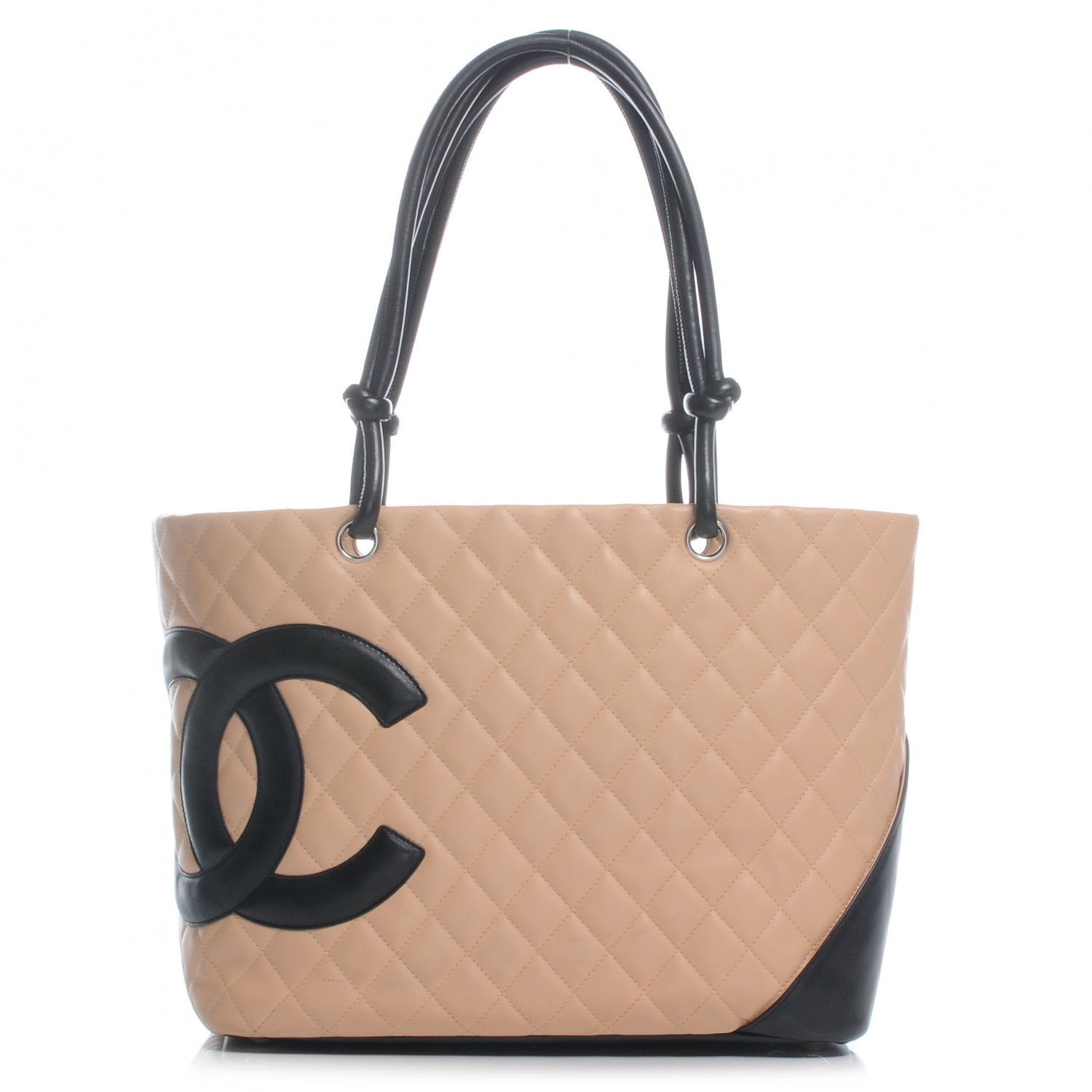 Chanel Calfskin Quilted Large Cambon Tote Beige Black 1 of 8