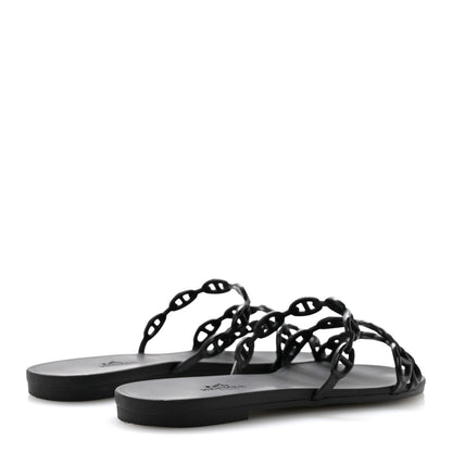 Hermes Rubber Chaine d'Ancre Rivage Sandals 37 Black 5 of 10