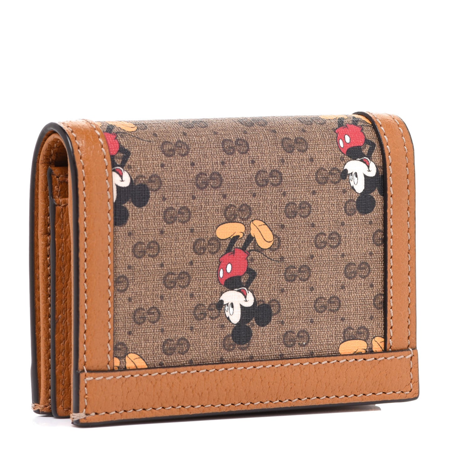 X DISNEY Mini Vintage GG Supreme Monogram Mickey Mouse Card Holder Wallet Beige Vintage Sun Oil