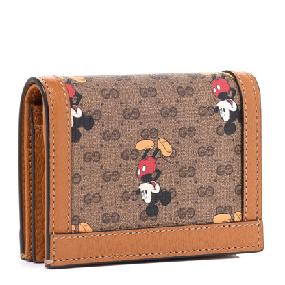 Gucci X DISNEY Mini Vintage GG Supreme Monogram Mickey Mouse Card Holder Wallet Beige Vintage Sun Oil 3 of 8