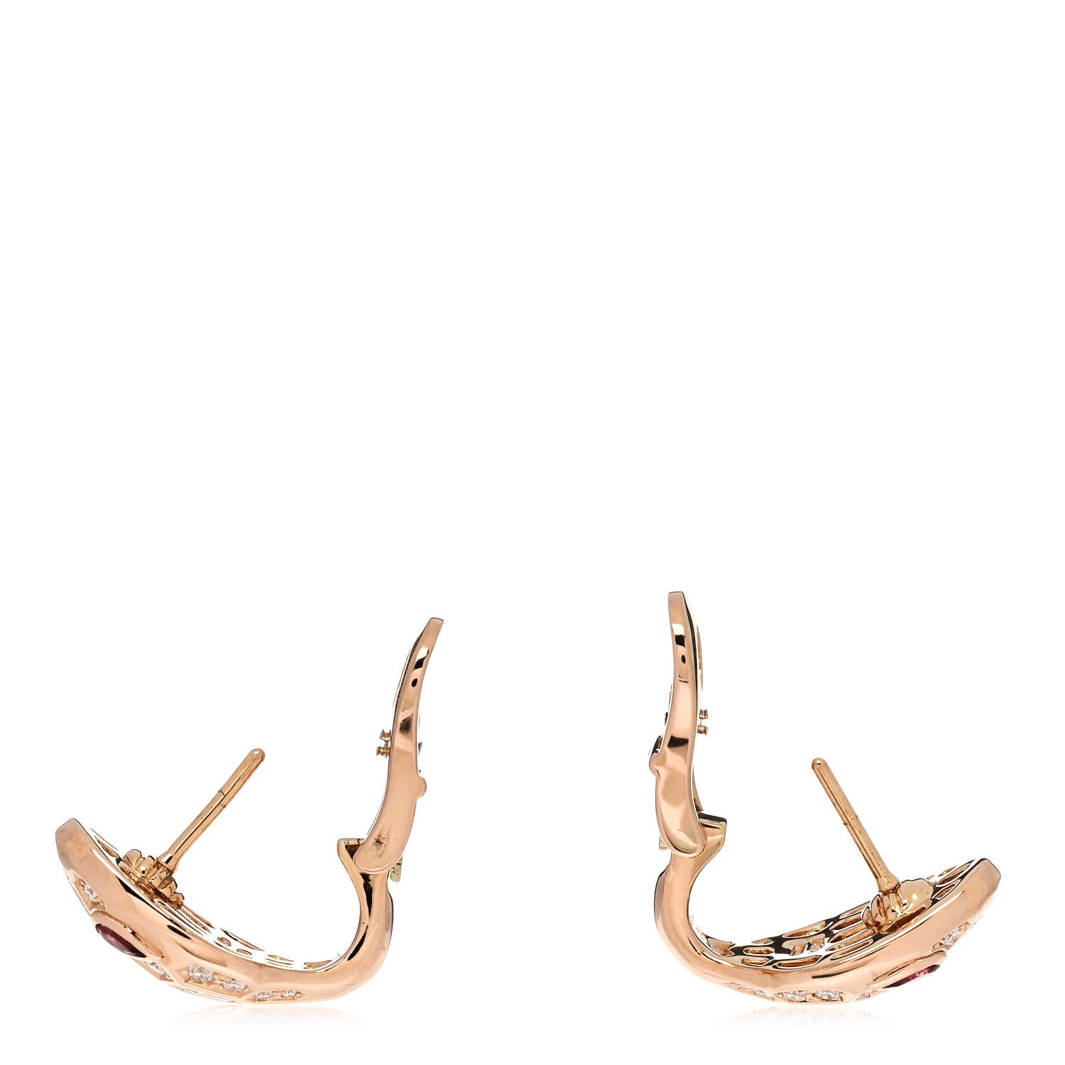 Bulgari 18K Rose Gold Diamond Tourmaline Serpenti Seduttori Earrings 3 of 6