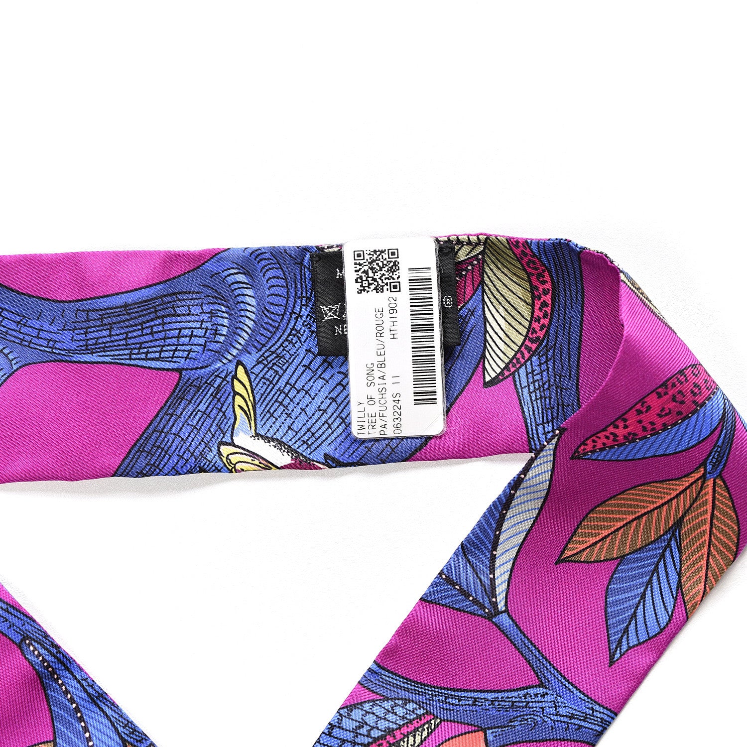 Hermes Silk Tree Of Song Twilly Fuchsia Bleu Rouge 2 of 3