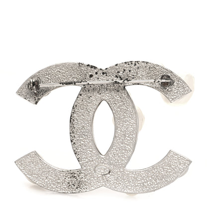 Chanel Pearl Crystal CC Mini Brooch Silver 3 of 5