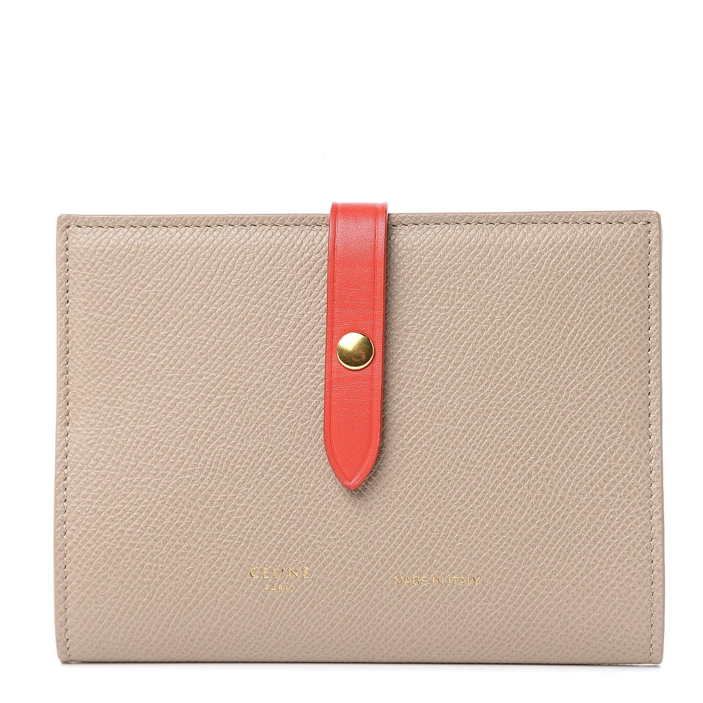 Grained Calfskin Strap Passport Cover Light Taupe