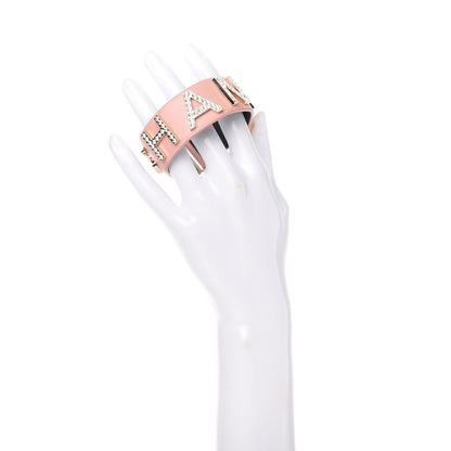 Chanel Calfskin Crystal Logo Cuff M Pink 2 of 7