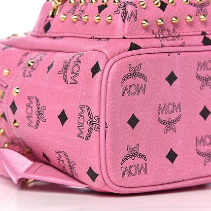 MCM Visetos Swarovski Mini Stark Diamond Backpack Pink 8 of 9
