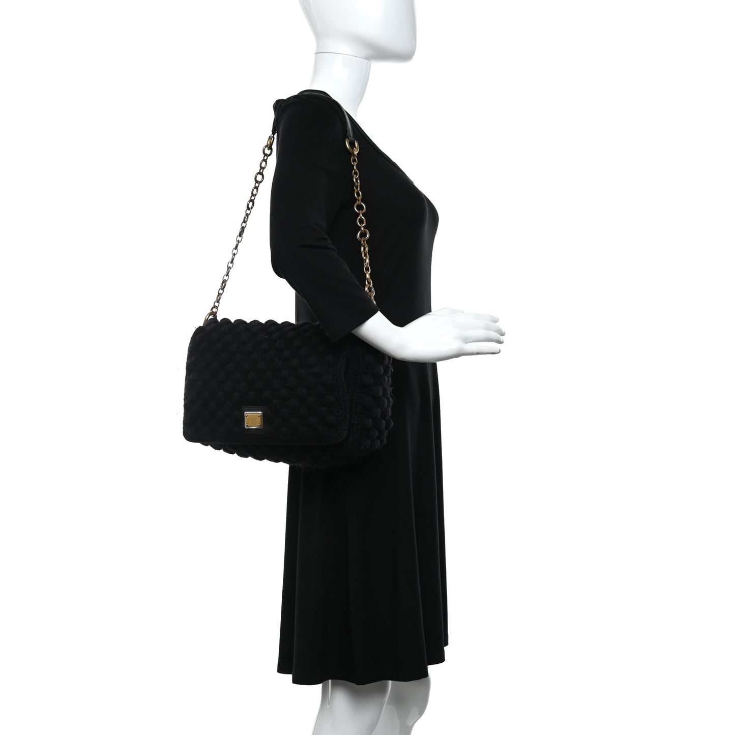 Crochet Miss Sicily Chain Flap Black