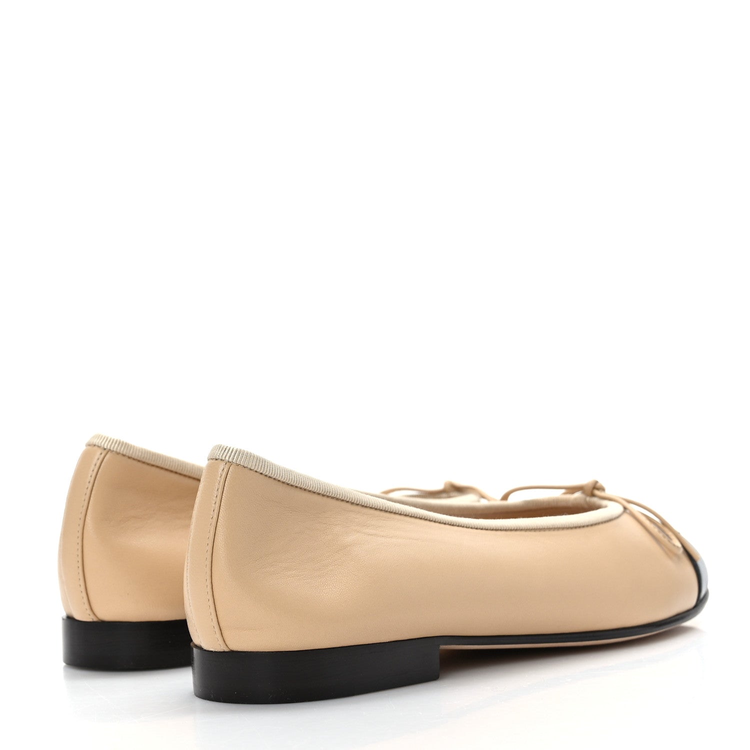 Chanel Lambskin Cap Toe CC Ballerina Flats 36 Beige Black 4 of 8