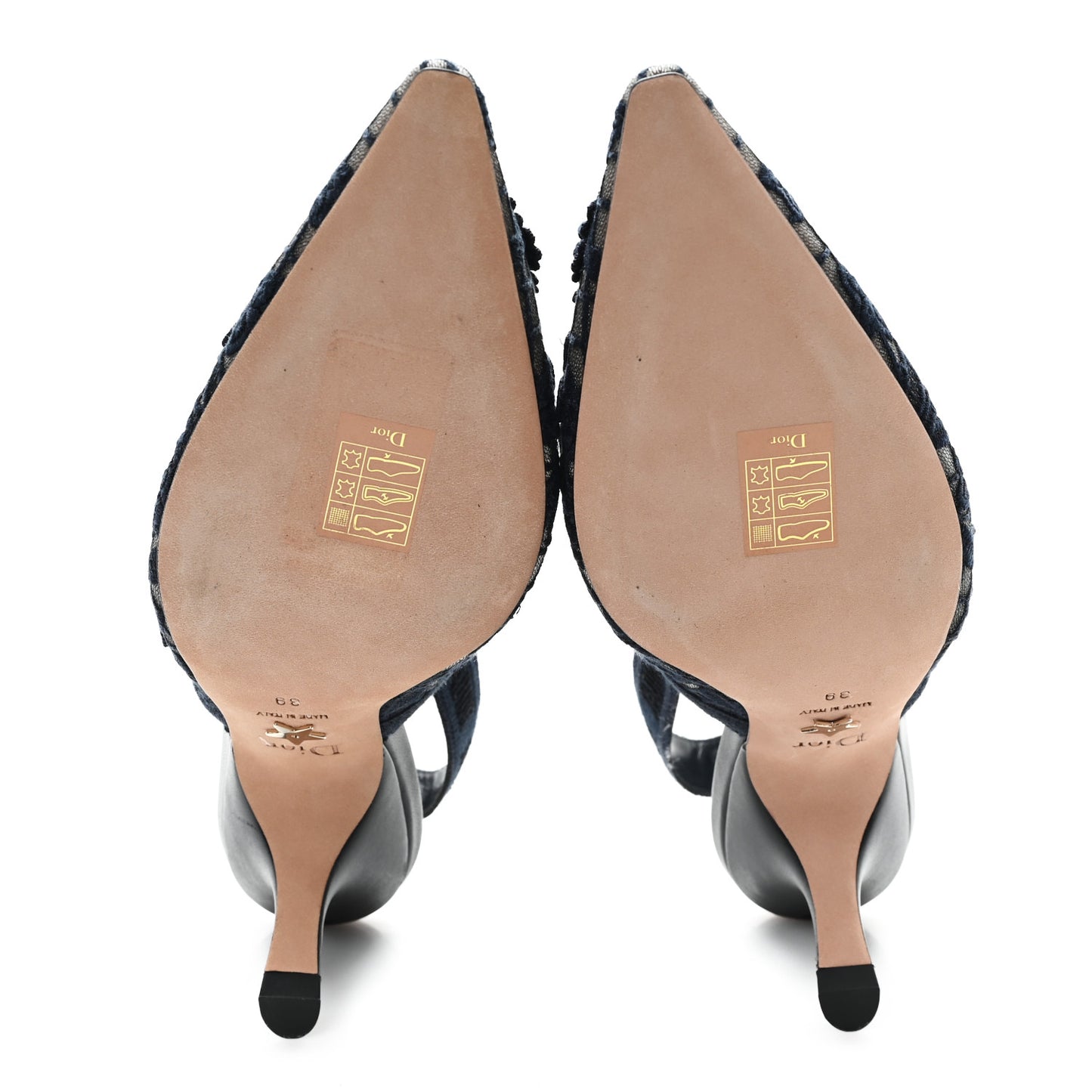 Lace Ribbon Rose Embroidered J'Adior Slingback 65mm Pumps 39 Navy