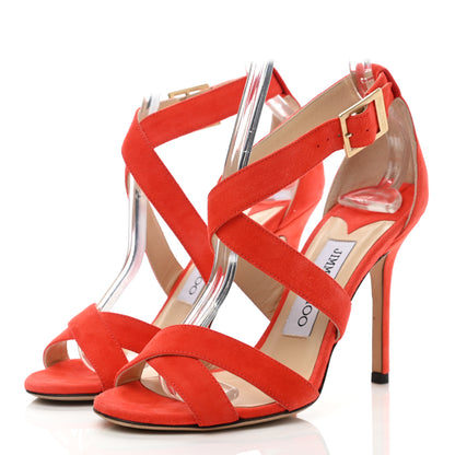 Jimmy Choo Suede Lottie Sandals 35 Fire 3 of 7
