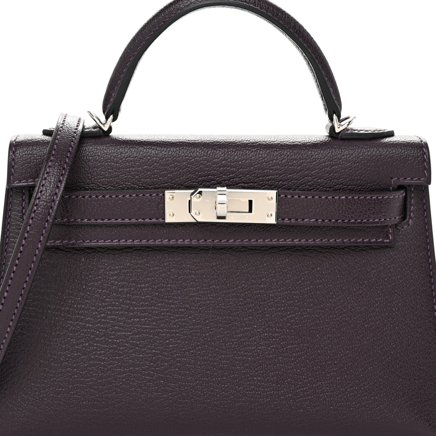 Hermes Chevre Mysore Verso Mini Kelly Sellier 20 Raisin Origan 7 of 10