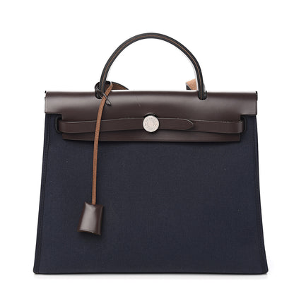 Hermes Vache Hunter Toile Herbag Zip 31 PM Bleu Marine Ebene 2 of 11
