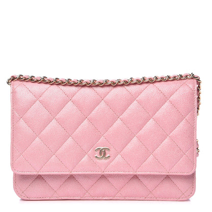 Chanel Iridescent Caviar Quilted Wallet on Chain WOC Rose Pink 1 of 9
